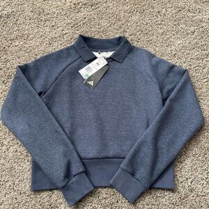 adidas Women's Go-to Sweatshirt Golf Pull Over Collar Size XS Preppy Blue Wash